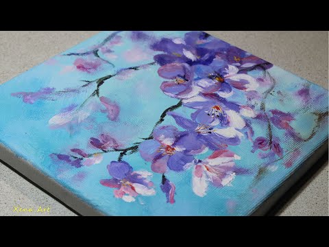 Painting Apple Blossoms | Acrylic Painting on Canvas #156