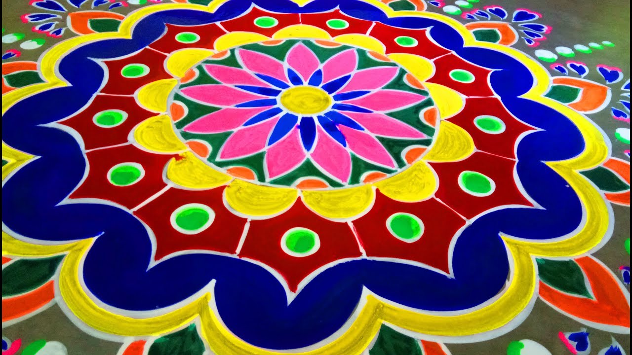 Wedding rangoli big flower design by art gallery