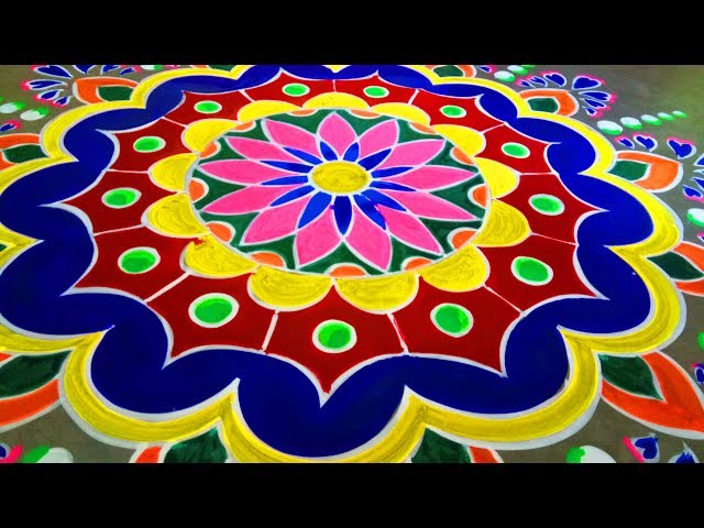 Wedding rangoli big flower design by art gallery