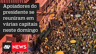 Manifestantes fizeram atos a favor de Bolsonaro no dia 1º de Maio