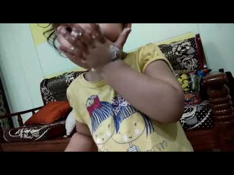 Cute baby Anushree eating cake at her own