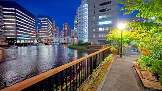 Central Tokyo Walking Tour: Hatchobori to Tsukiji • 4K HDR