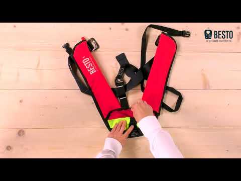 Besto - Re-pack of a Besto inflatable life jacket with Velcro closure