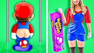 Princess Peach & Super Mario Food Sneaking Ideas in JAIL! *Awesome Food Hacks*