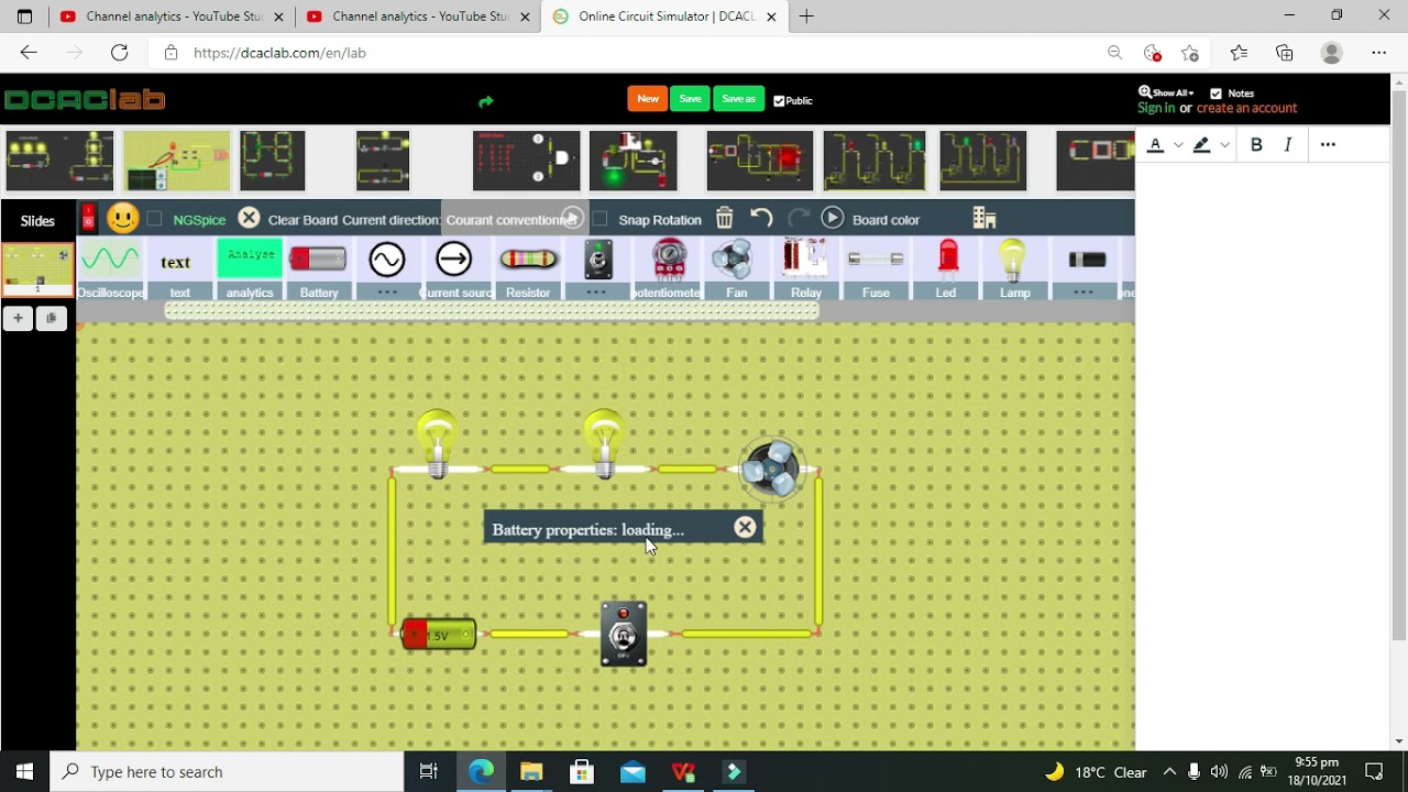 series circuit in dcaclab | series circuit simulation in dcaclab online simulator
