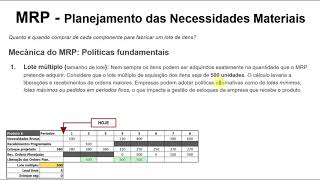 Planejamento da Produção | 06 - MRP - Planejamento das Necessidades Materiais