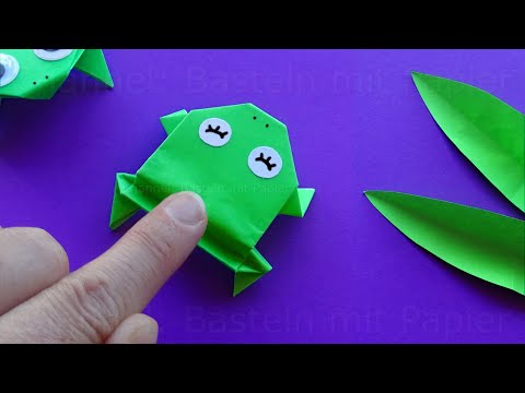 Hüpfenden Origami Frosch falten 🐸 Springenden Frosch basteln mit Papier - Einfache Tiere basteln