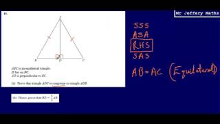 Congruent Triangles (GCSE Maths - Edexcel Practice Tests Set 2 - 1H - Question 16a)