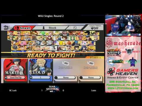 Smasherade Monthly #5 Smash 4 Singles - Luck (Marth) vs Lozo (Cloud) - Round 2