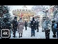 【4K】Snowstorm in Moscow & Christmas Markets | Winter in Moscow, Russia 🇷🇺