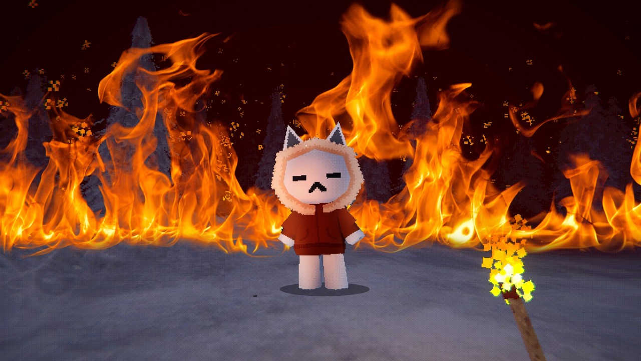 A lite PSX horror game where you're lost with a mysterious cat in a blizzard. - Burning Snow