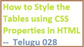 How to Style the Tables using CSS properties in HTML  --  Telugu 28