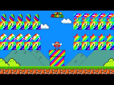 Super Mario Bros., but Mario Has More Custom RANDOM RAINBOW Power-Ups