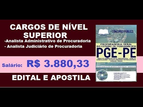 Edital Apostila Concurso PGE PE 2019 Cargos de Nível Superior ( Comum à Analista - especialidades )