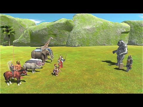 ANCIENT HUMANS WITH MODERN MAMALS VS BOSS & MINIBOSSS - Animal Revolt Battle Simulator