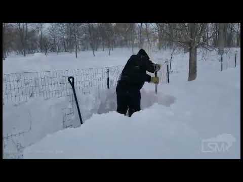 01-18-2020 Clay County, MN - Large Drifts Around Home & Garage - Dogs enjoying snow