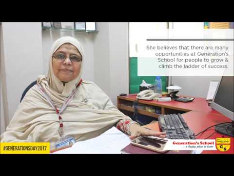 Ms. Yasmeen Zafar speaking about her 27 years in Generation's School