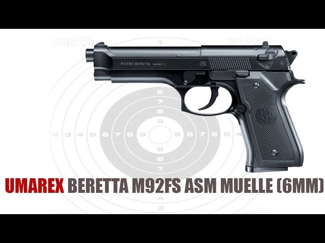 Vídeo relacionado con Beretta M92FS ASM Muelle (6mm) | Pistola de Airsoft Calibre 6mm + biberón + maletín. Pistola de iniciación al Airsoft