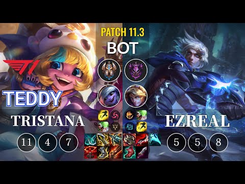 T1 Teddy Tristana vs Ezreal Bot - KR Patch 11.3