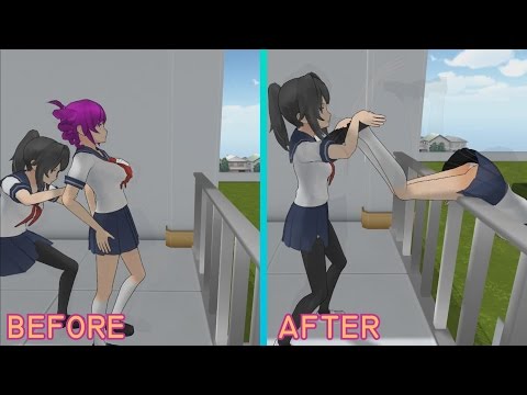 Kokona Pushed Off the Rooftop / Fake Suicide Old VS New Voiced Line | Yandere Simulator