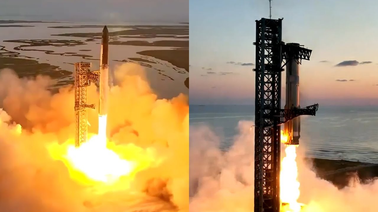 Техника посадки звездолета SpaceX "палочки для еды" только что сделала каждого кербала 1 Запуск звездолета и приземление сверхтяжелого корабля, 13 октября 2024 года - YouTube