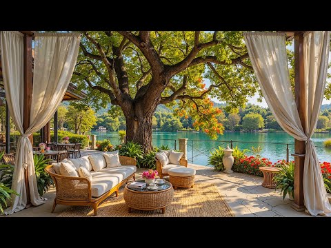 Elegant Summer Jazz for Relaxing - Gentle Morning at Outdoor Cafe Ambience for Begin the Week