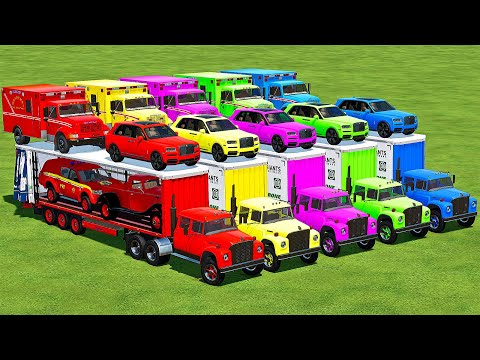 TRANSPORTING POLICE MITSUBISHI, AMBULANCE & ROLLS ROYCE WITH LOADSTAR TRUCKS. Farming Simulator 22