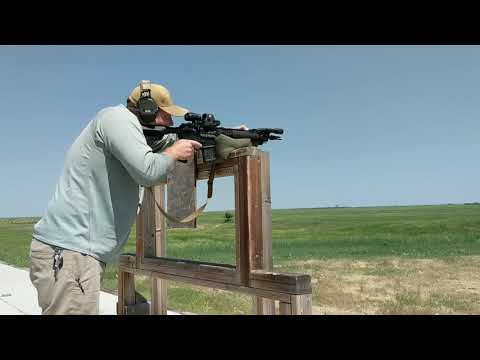 Standing supported long range shooting. 500 yards, 13.9 Daniel Defense.