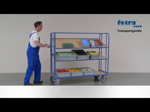 Video: Shelf trolley 4396 with 4 shelves-loading area 1.650 x 610 mm