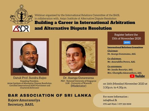 Building a Career in International Arbitration and Alternative Dispute Resolution - BASL 20201116