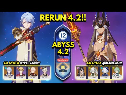 C0 Ayato Hypercarry & C0 Cyno Quickbloom | Spiral Abyss 4.2 Floor 12 9 Stars | Genshin Impact 4.2
