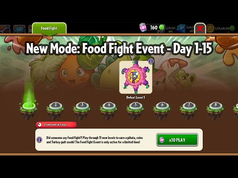 PvZ 2: New Mode Food Fight Event - Day 1 - 15
