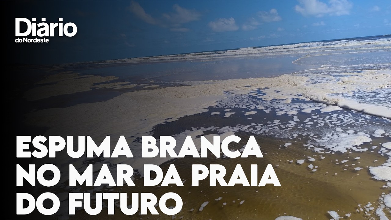 Imagem da notícia Espuma branca aparece no mar da Praia do Futuro, em Fortaleza; vídeo
