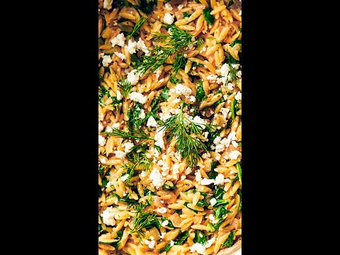 One Pan Lemon Spinach Orzo With Feta