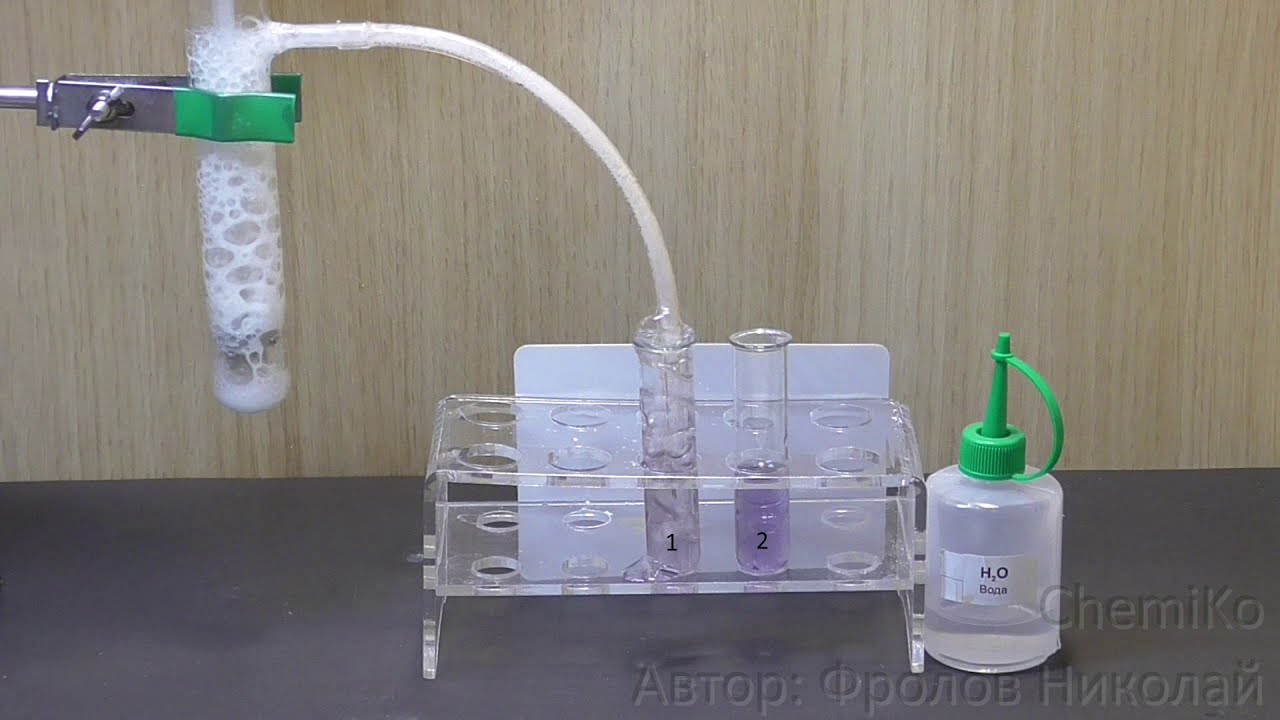 Взаимодействие углекислого газа с водой (CO2 + H2O = H2CO3)