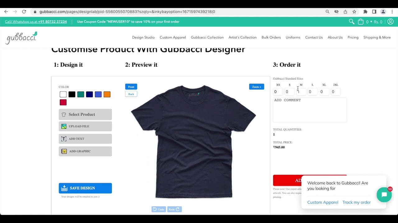 Gubbacci Short Video of how to place the Custom T-shirt Order