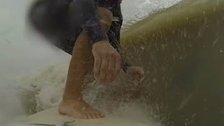 preview picture of video 'Surfing Surfside Texas Barrel July 2014'