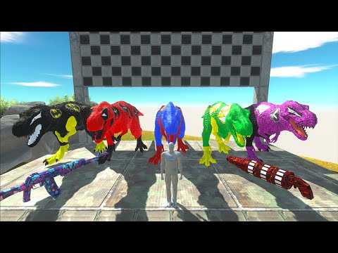 Fps Avatar vs Team Superman, Batman, Spiderman, Flash, Deadpool T-rex Animal Revolt Battle Simulator