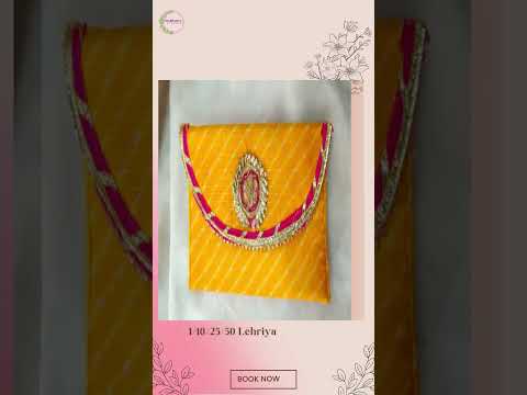 Cash Envelope Lehriya Bandhej With Gota Multi Color , Shagun Envelopes For Weddings Gift