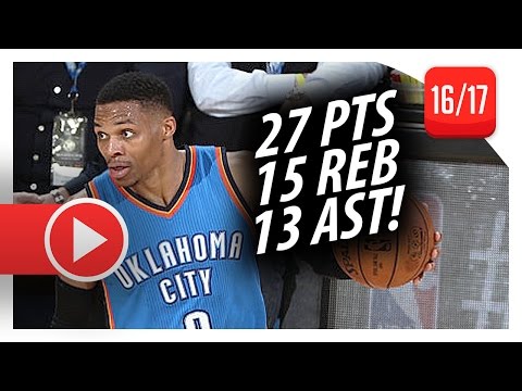 Russell Westbrook Triple-Double Highlights vs Warriors (2017.01.18) - 27 Pts, 15 Reb, 13 Ast