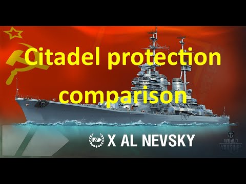 World of Warships - Al.Nevseky citadel protection compared  to other tier 10 cruisers.