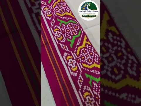 Pink Triful Border White Plain Double Ikat Patola Saree