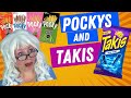 Pockys And Takis Granny McDonald Challenge Blue Heat Chocolate Cookies And Cream