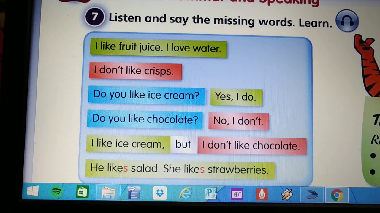 TUTORIAL TIGER 3  (  UNIT 4 ) FOOD WE LIKE