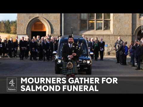 Mourners pay tribute to “giant of a man” Alex Salmond at private service