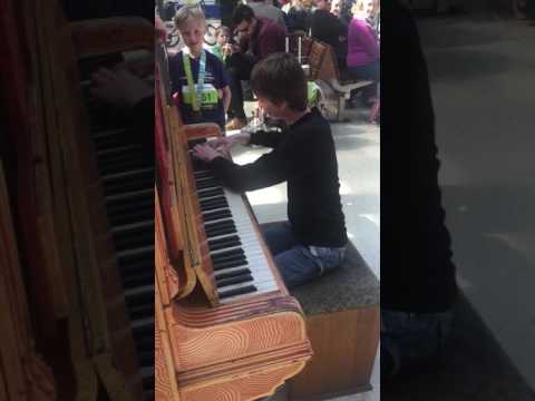 My son, Ethan Emerson plays 'Outgoing Tide' by his grandfather, Keith Emerson, on a public piano