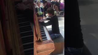 My son, Ethan Emerson plays 'Outgoing Tide' by his grandfather, Keith Emerson, on a public piano