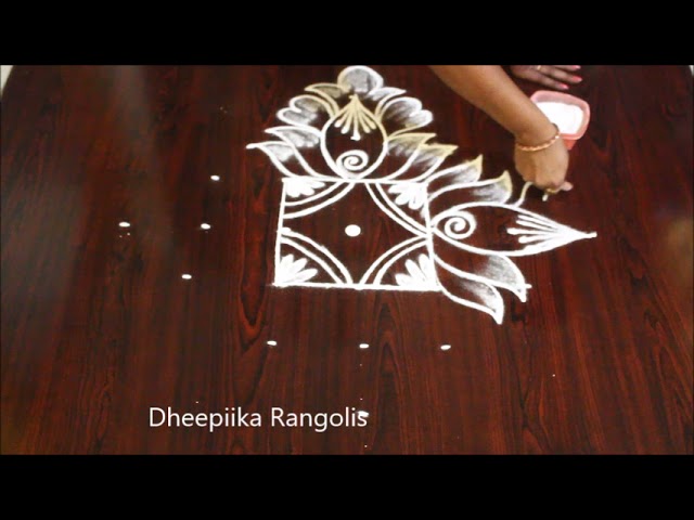 Easy 5 dot latest rangoli design by dheepiika rangolis