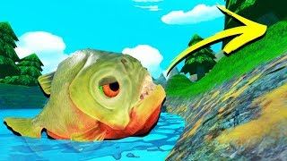DEADLY Green PIRANHA ESCAPES The Map! - Feed and Grow Fish Gameplay