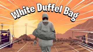 How to obtain and flip the open black duffel bag into the open white duffel bag!